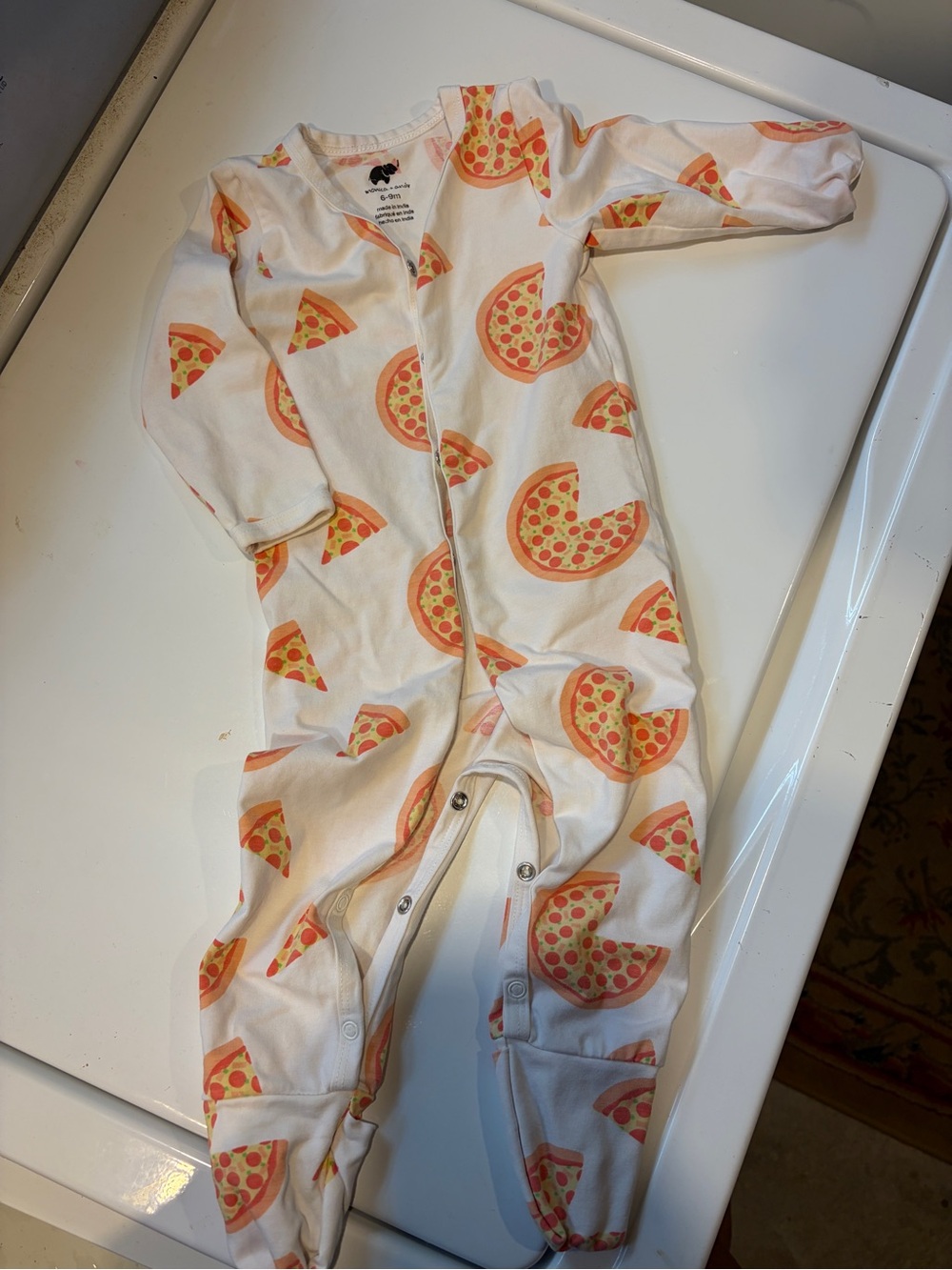 Monica & Andy 6-9M Pizza-Print One-Piece Sleeper